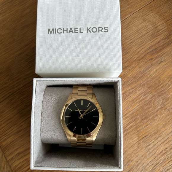 Michael Kors Gold-Tone Watch with Black Dial - Picture 1 of 3